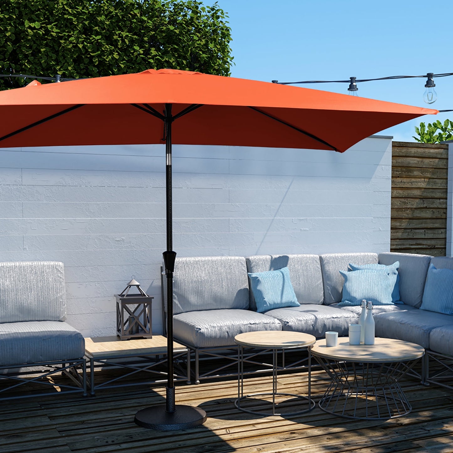 JUSTLET 6.5' x 10' Rectangular Patio Umbrellas, Outdoor Umbrella for Chair, Navy Blue