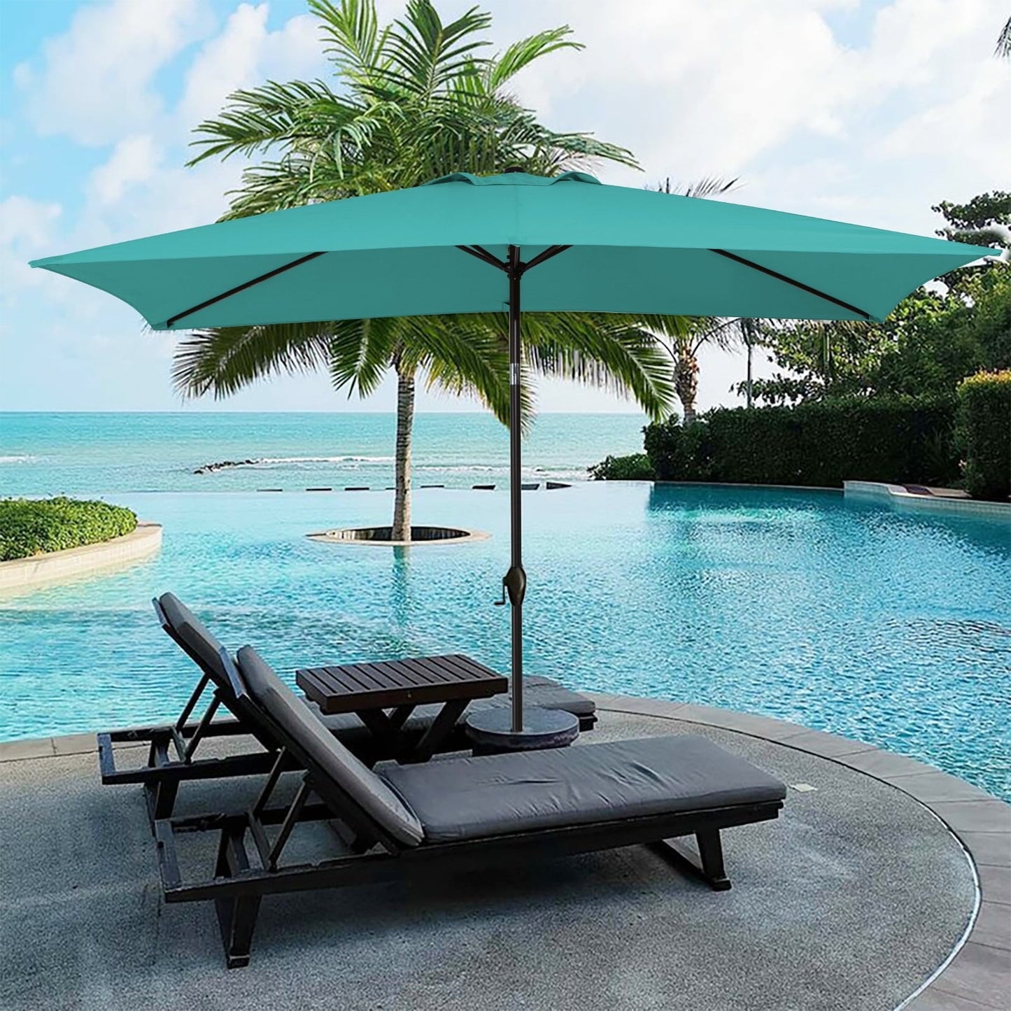 JUSTLET 6.5' x 10' Rectangular Patio Umbrellas, Outdoor Umbrella for Chair, Navy Blue