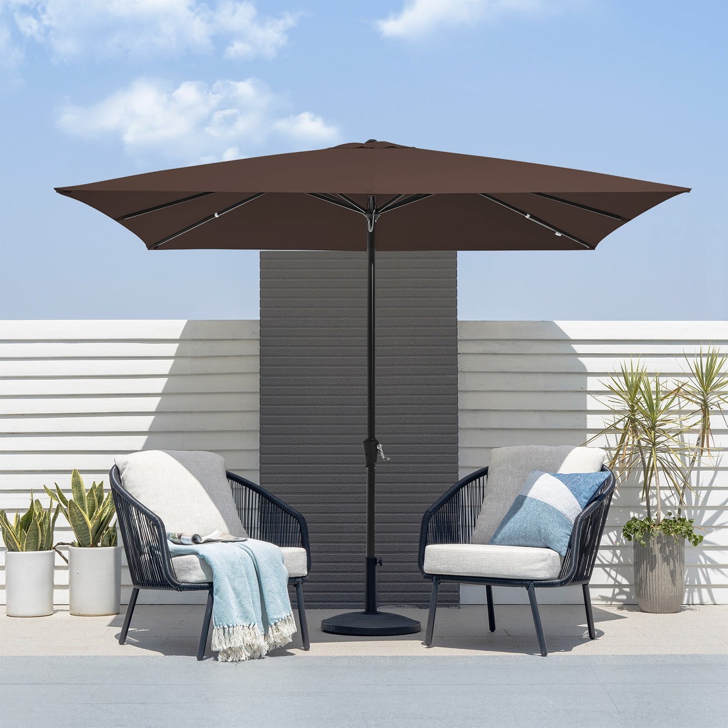 JUSTLET 8 x 10 ft Outdoor Rectangular Patio Market Umbrella, Beige