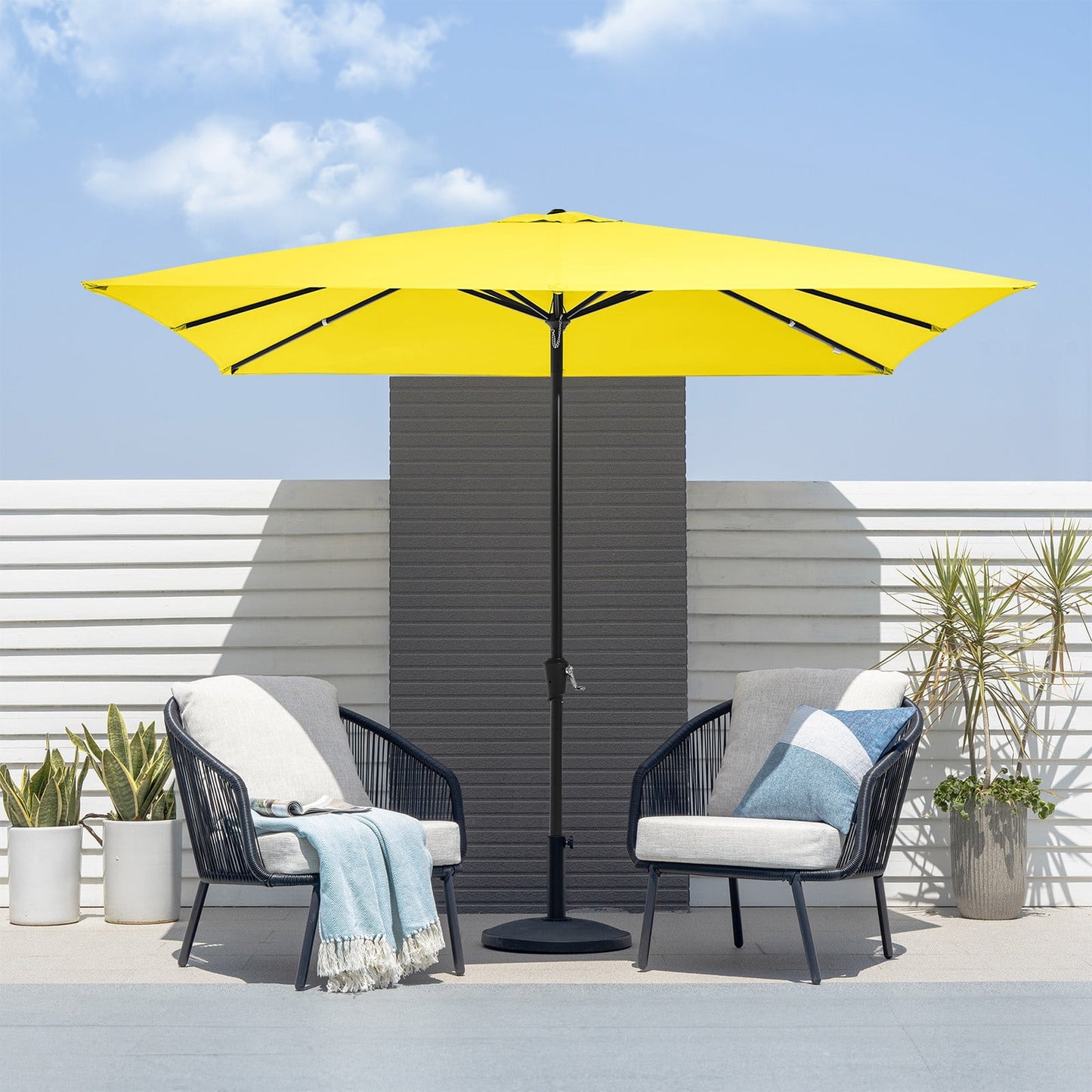 JUSTLET 8 x 10 ft Outdoor Rectangular Patio Market Umbrella, Beige