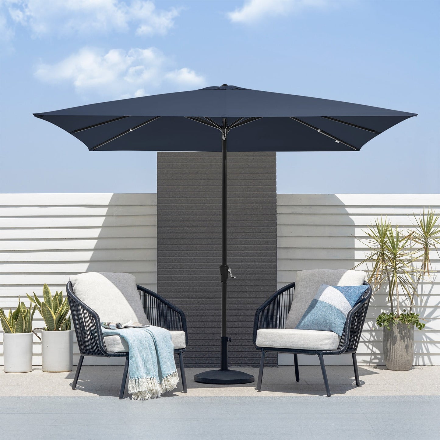 JUSTLET 8 x 10 ft Outdoor Rectangular Patio Market Umbrella, Beige