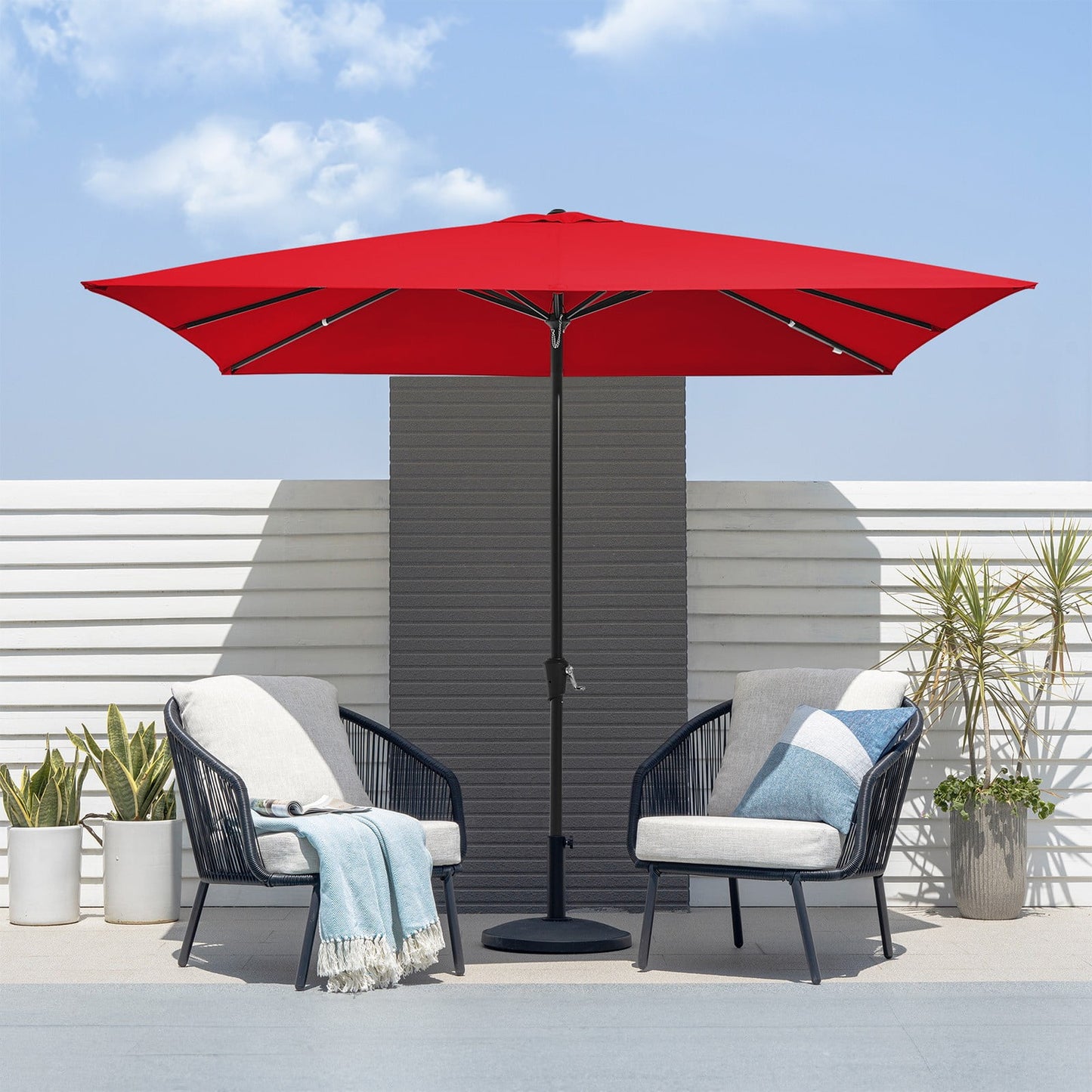 JUSTLET 8 x 10 ft Outdoor Rectangular Patio Market Umbrella, Beige