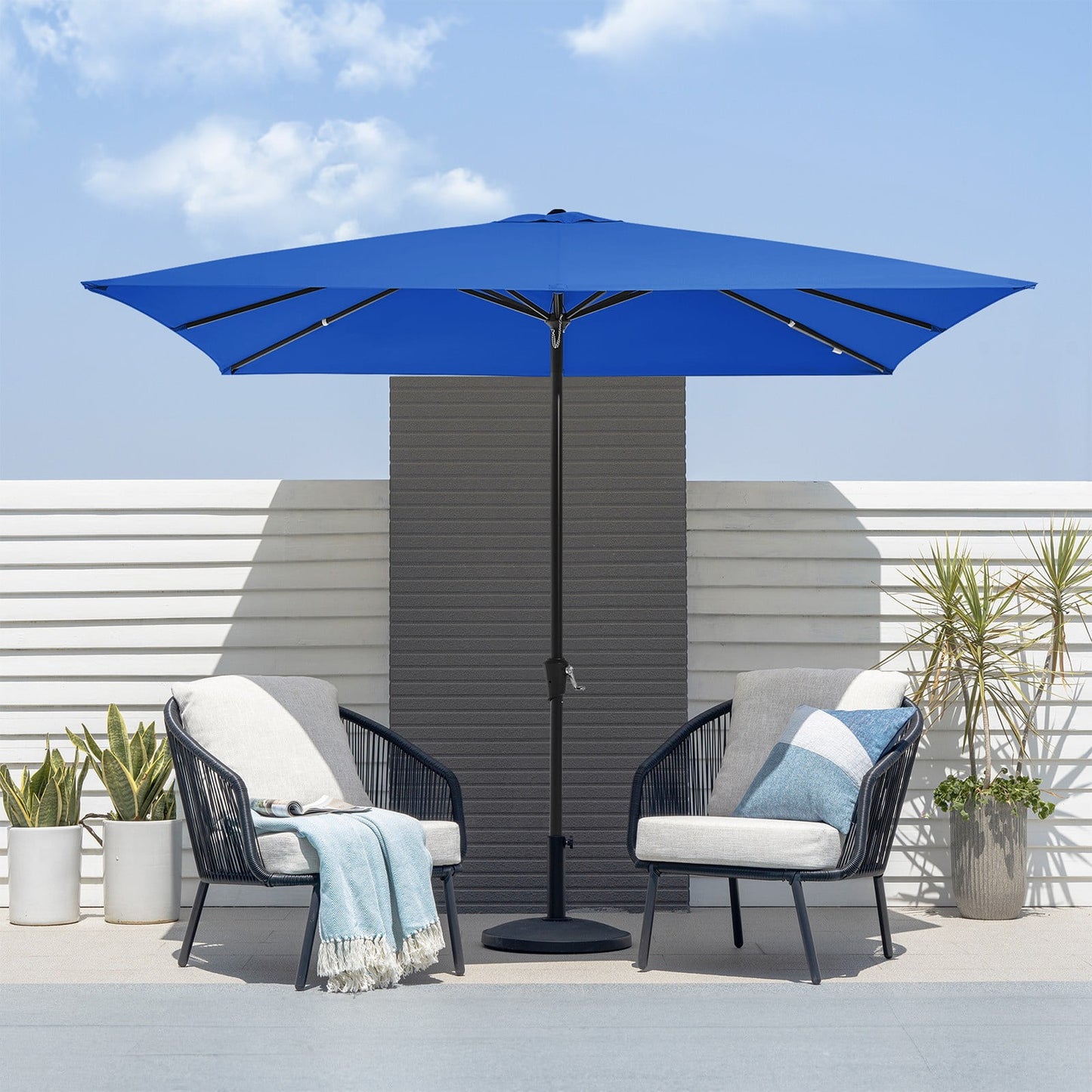 JUSTLET 8 x 10 ft Outdoor Rectangular Patio Market Umbrella, Beige