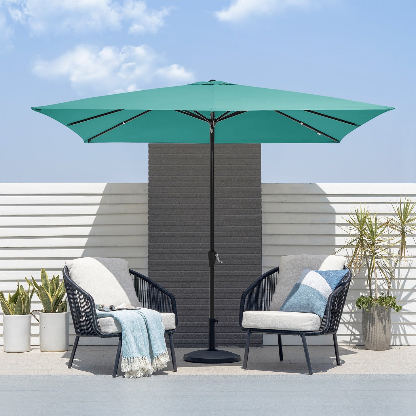 JUSTLET 8 x 10 ft Outdoor Rectangular Patio Market Umbrella, Beige