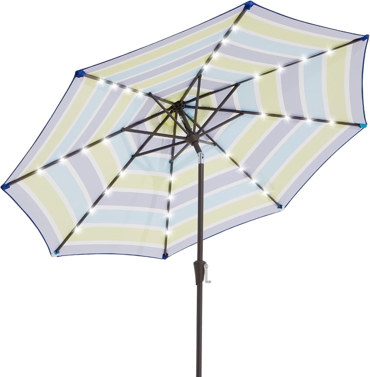 JUSTLET 11' Outdoor Patio Market Solar Umbrella w/ LED Lights, Beige