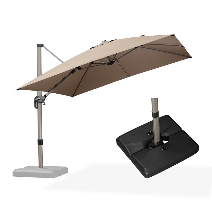PURPLE LEAF 8 × 8 FT Patio Umbrella, Outdoor Cantilever Umbrella with Champagne Post, Hanging Offset Umbrella for Pool, Deck Garden, Grey