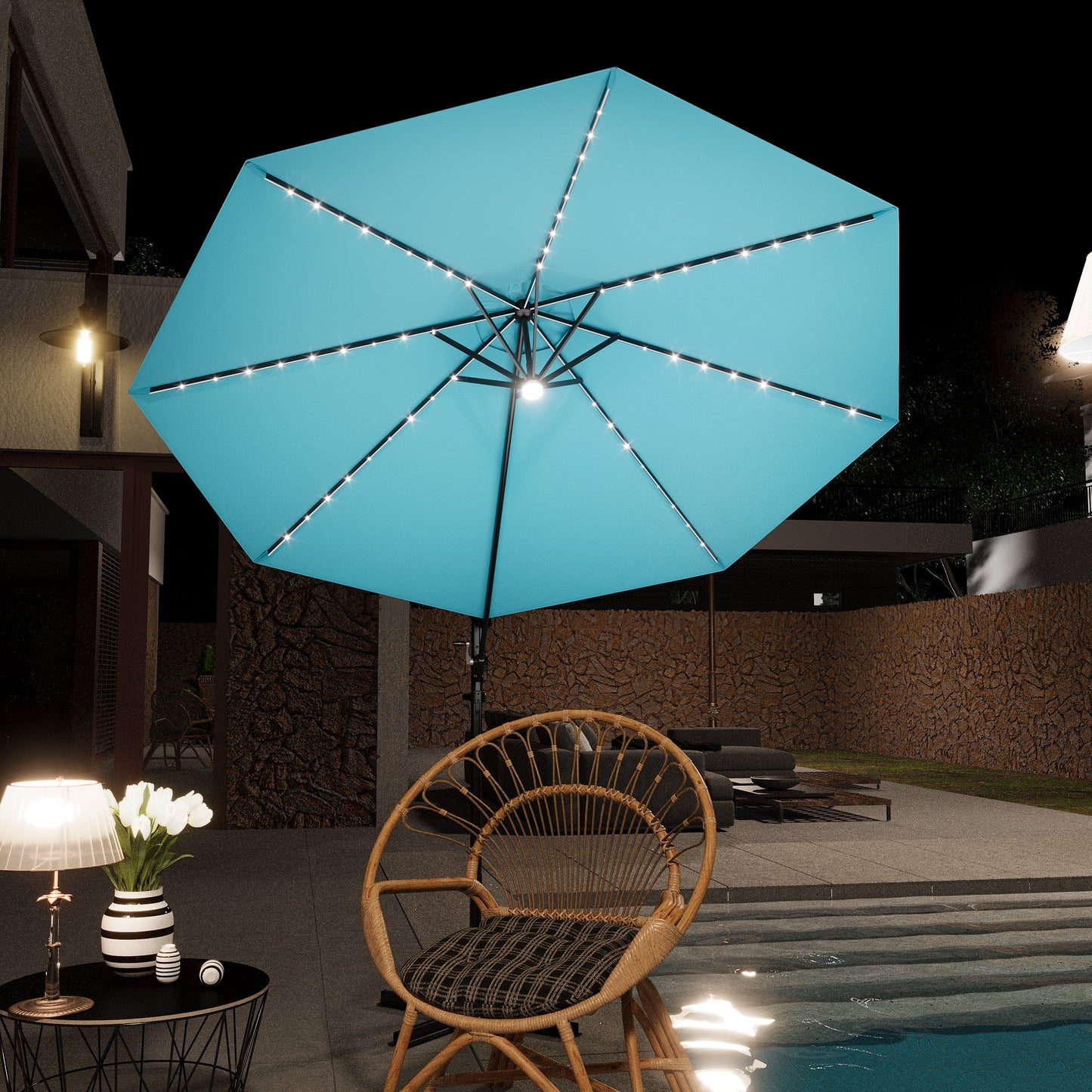 Patiowell 10FT Outdoor Patio Umbrella, 360° Rotation, Crank Open & Tilt, Beige