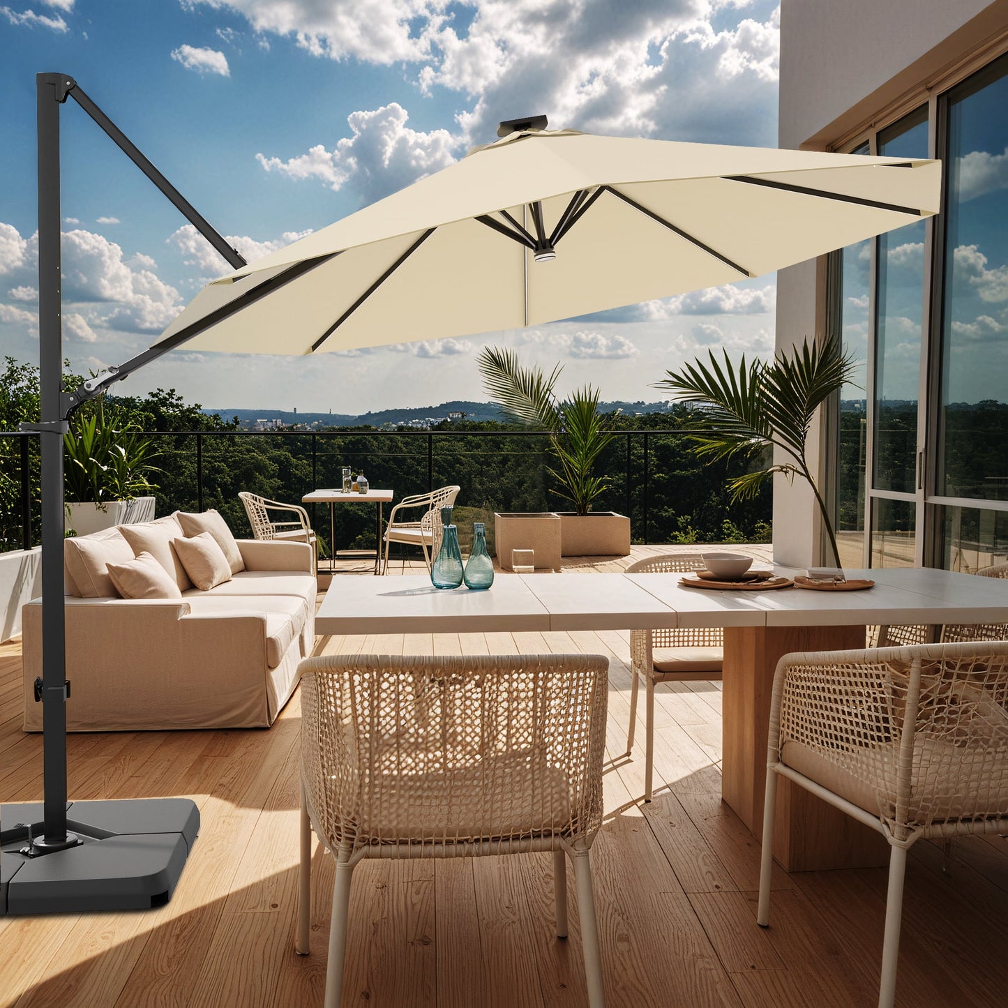 Patiowell 10FT Outdoor Patio Umbrella, 360° Rotation, Crank Open & Tilt, Black