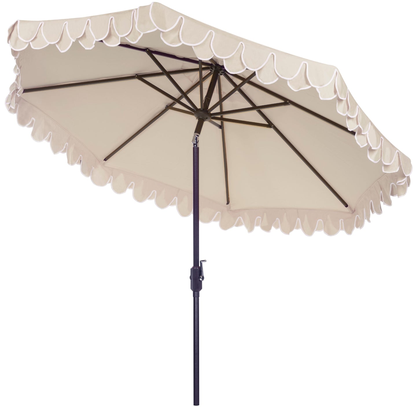 SAFAVIEH Outdoor Collection Elegant Valance 9-Foot Tilt Umbrella Navy / White