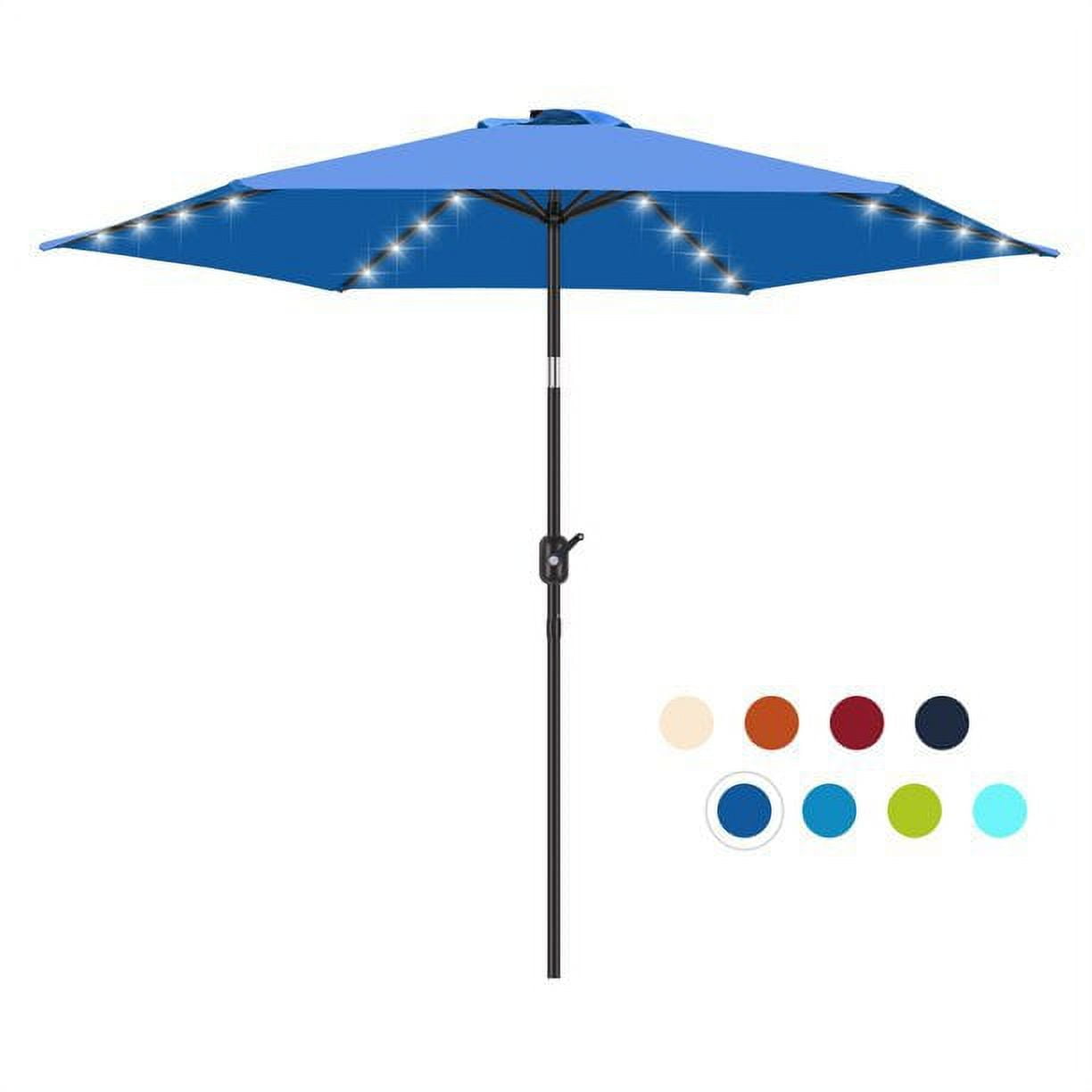 Scafild | 7.5 ft Solar LED Light Patio Umbrella Outdoor W/ Easy Tilt - Peacock Blue