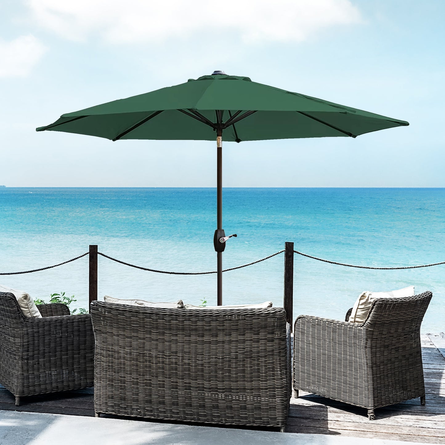 WestinTrends Paolo 9 Ft Outdoor Umbrella, Patio Shade Market Table Umbrella with Push Button Tilt and Easy Open Crank, Beige