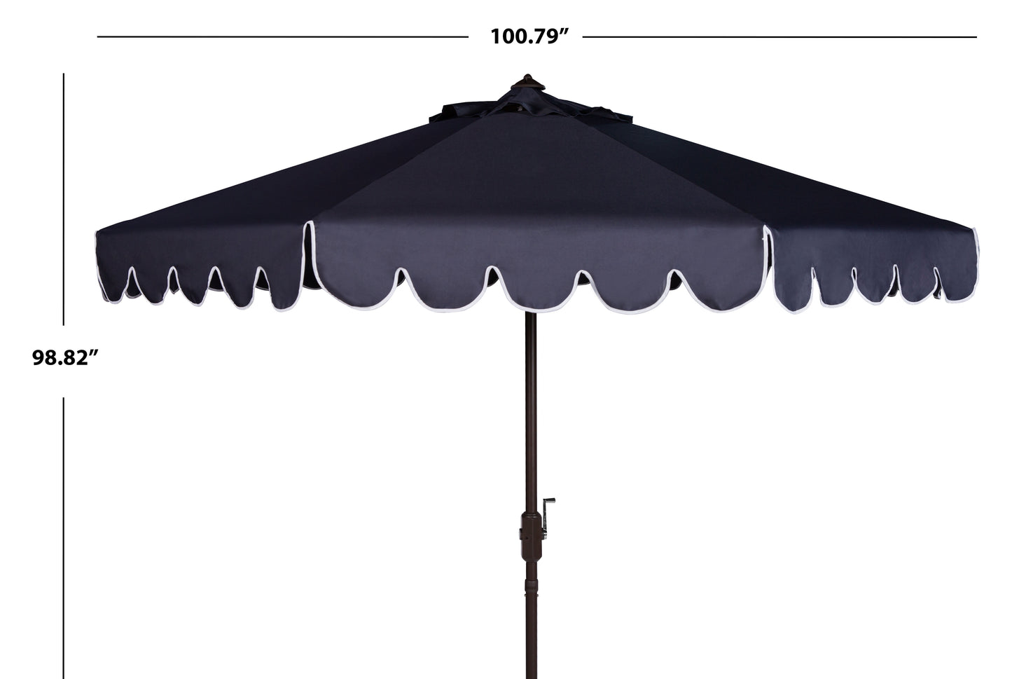SAFAVIEH Outdoor Collection Venice Single Scallop 9-Foot Tilt Umbrella Navy/White