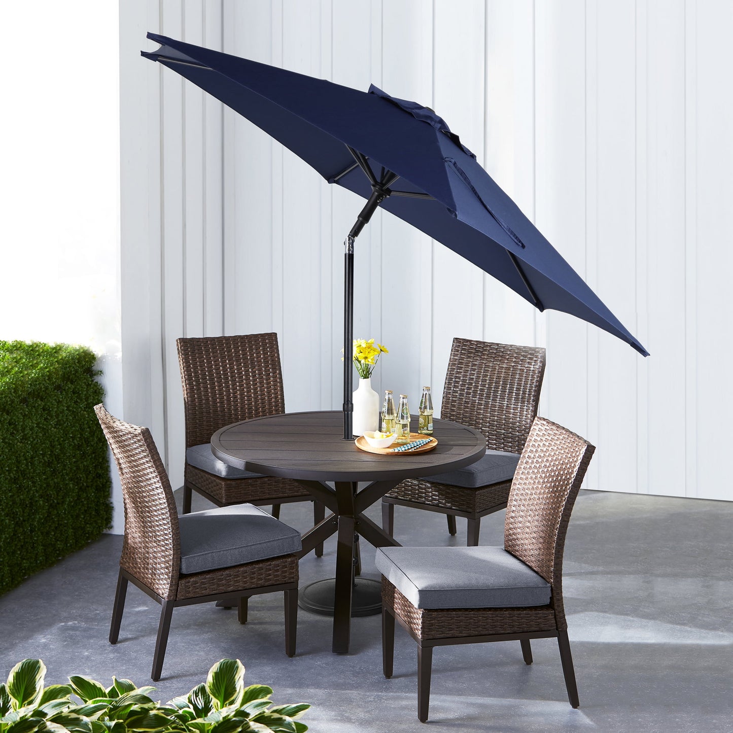 (2 pack) Mainstays 7.5' Navy Push-up and Tilt Market Patio Umbrella