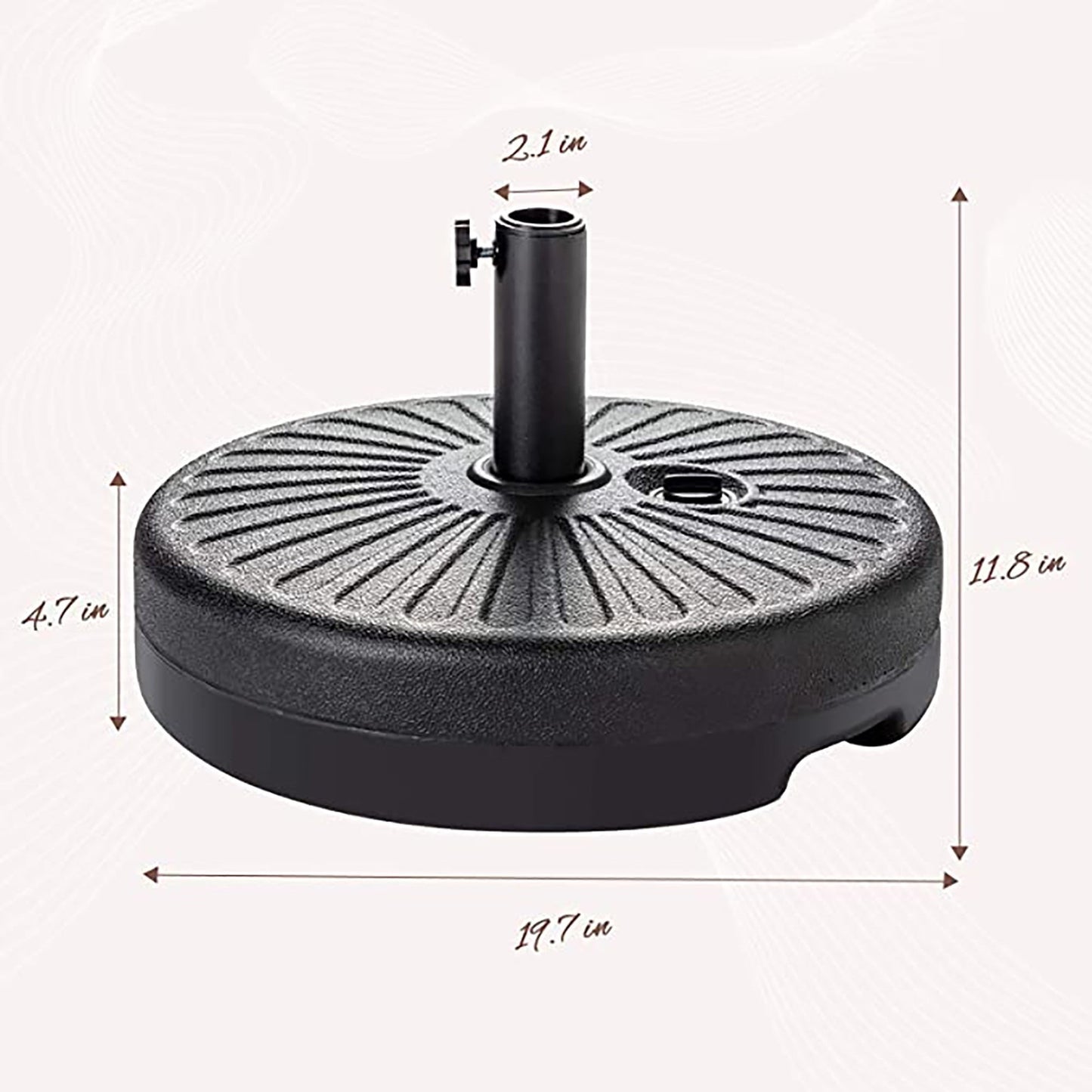 JUSTLET Heavy Duty Patio Umbrella Base Stand – Weather-Resistant Outdoor Parasol Holder with Black Finish, for Backyard, Garden, Deck, or Poolside Use
