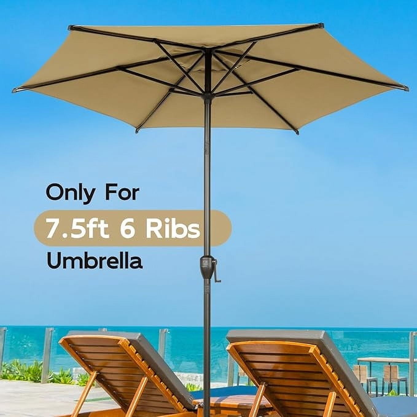 Abba Patio 7.5ft Lyon Outdoor Patio Umbrella Cover Replacement w/ 6 Sturdy Ribs, Brown