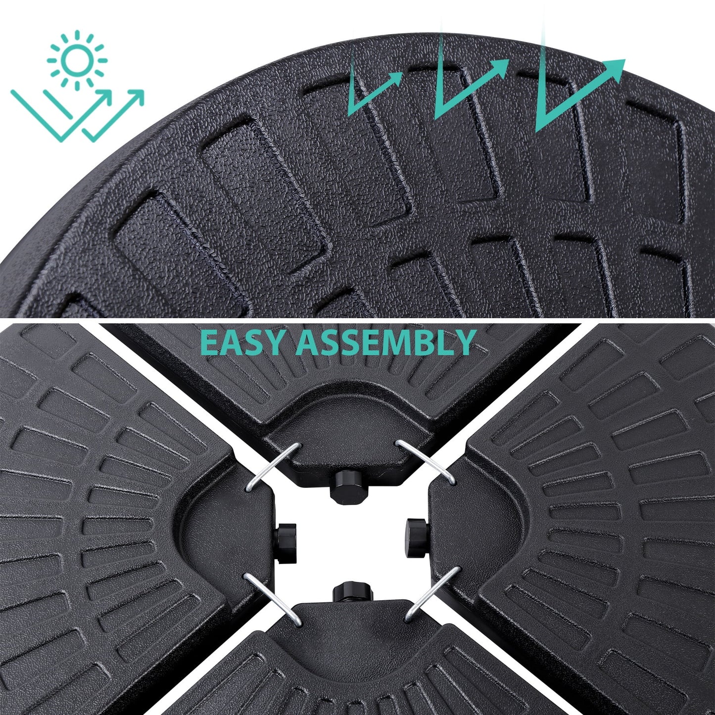 HomGarden 4PCS Heavy-Duty Cantilever Offset Patio Umbrella Round Base Water/Sand Fillable Plate Set