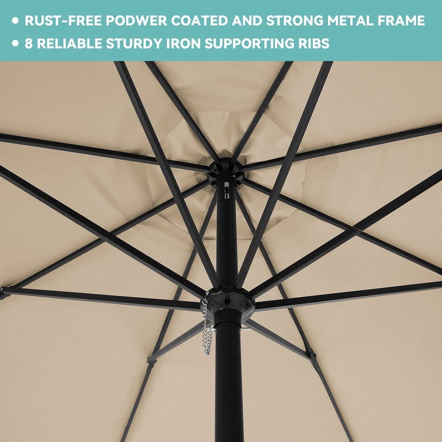 JUSTLET 8 x 10 ft Outdoor Rectangular Patio Market Umbrella, Beige
