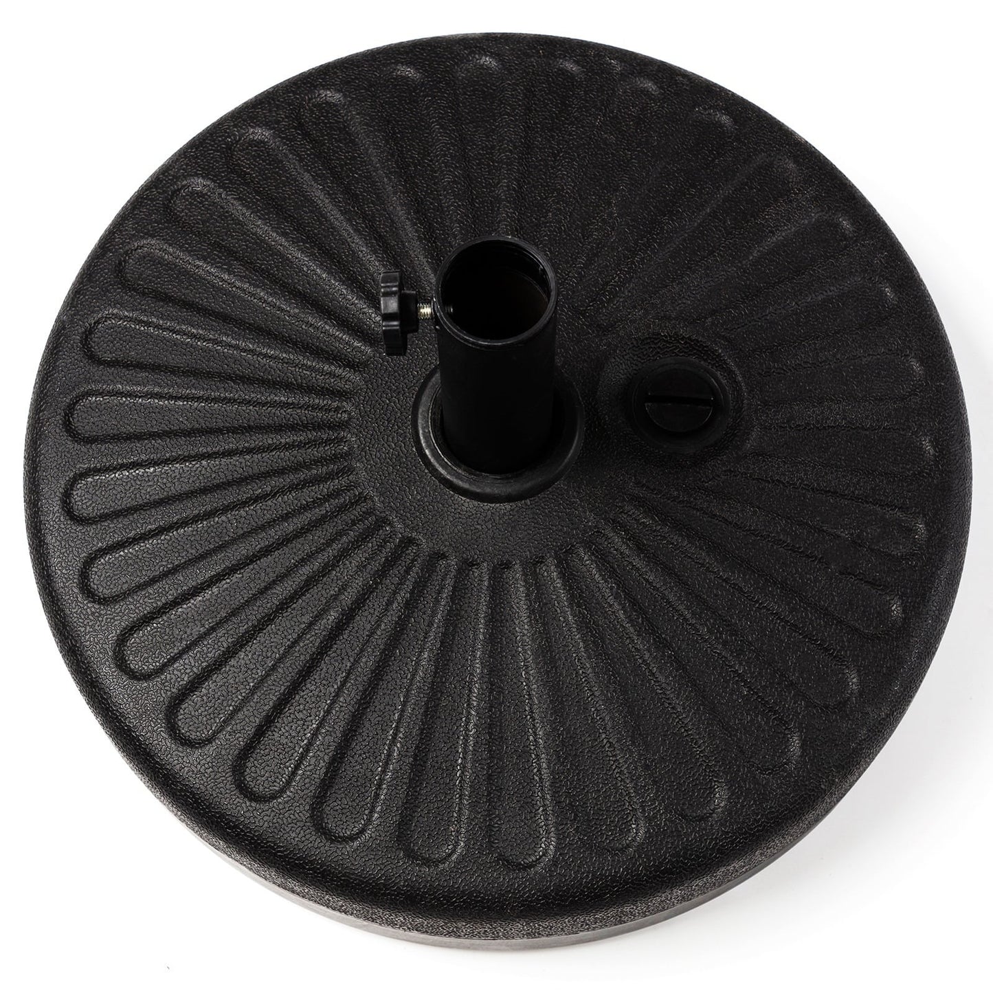 JUSTLET Heavy Duty Patio Umbrella Base Stand – Weather-Resistant Outdoor Parasol Holder with Black Finish, for Backyard, Garden, Deck, or Poolside Use