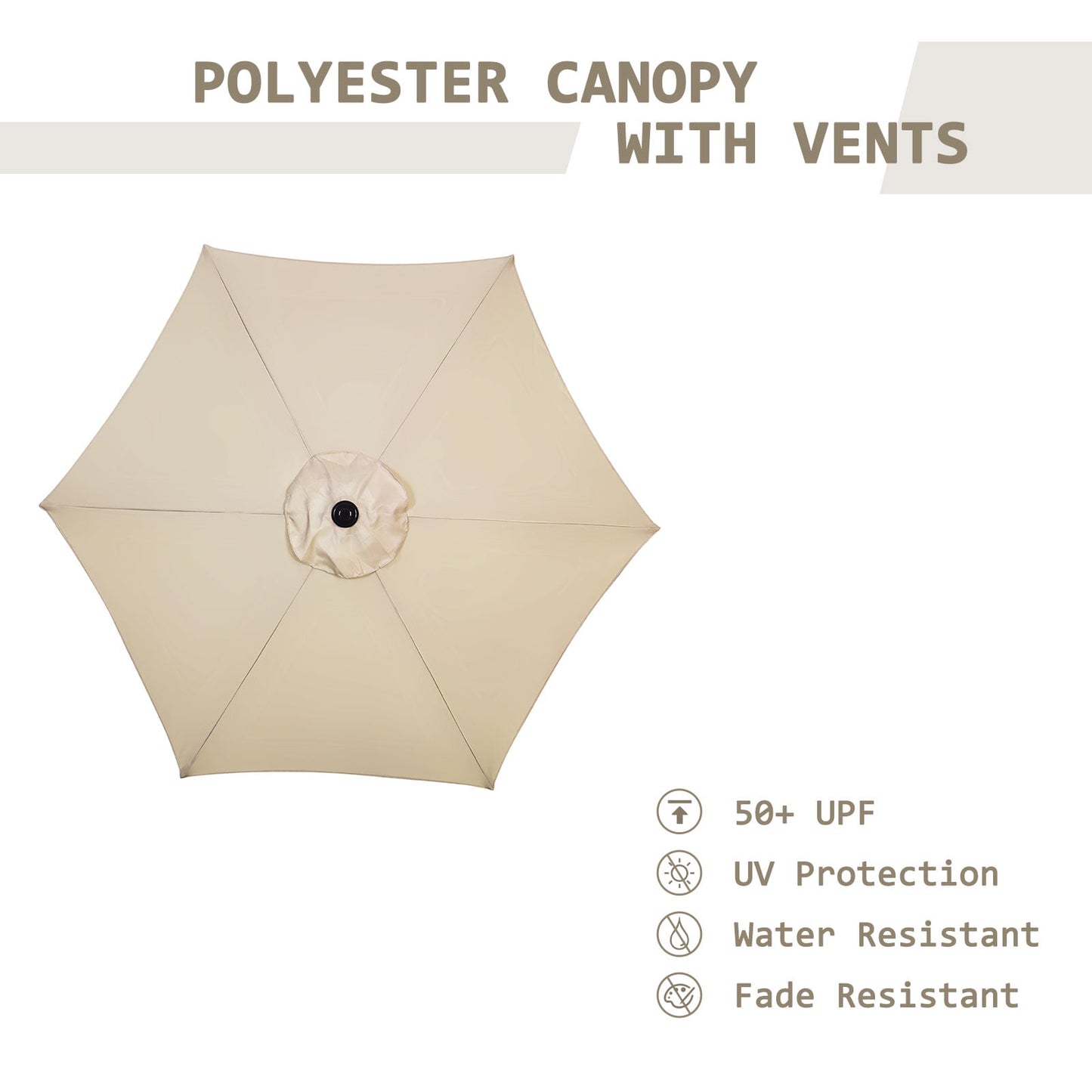 Autlaycil 7.5FT Patio Umbrellas with Push Button Tilt and Crank, Khaki