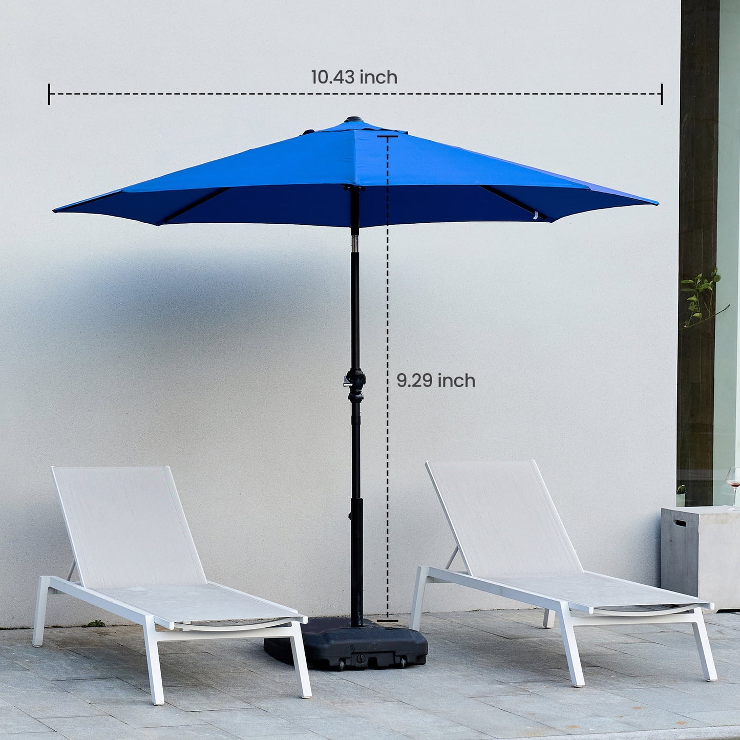 JOINSUN Outdoor Patio Umbrella with Push Button Tilt, 8 Robust Ribs, UV Protection, and Crank, Bule