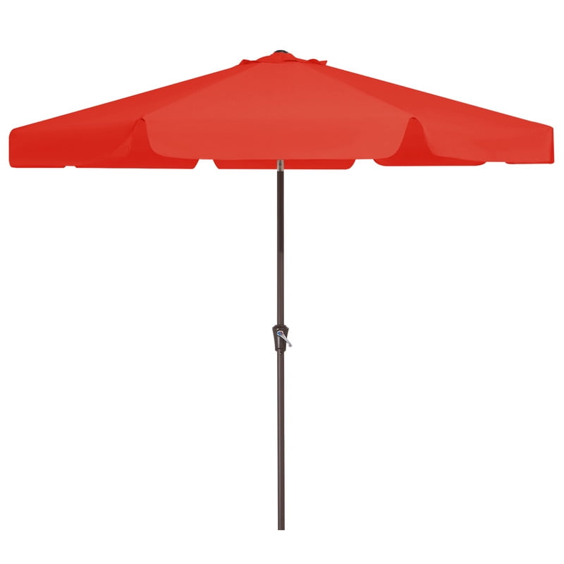 JUSTLET 10 FT Outdoor Patio Umbrella with Push Button Tilt and Crank Sysytem, Round Umbrella for Garden, Poolside, Deck and Backyard, Orange