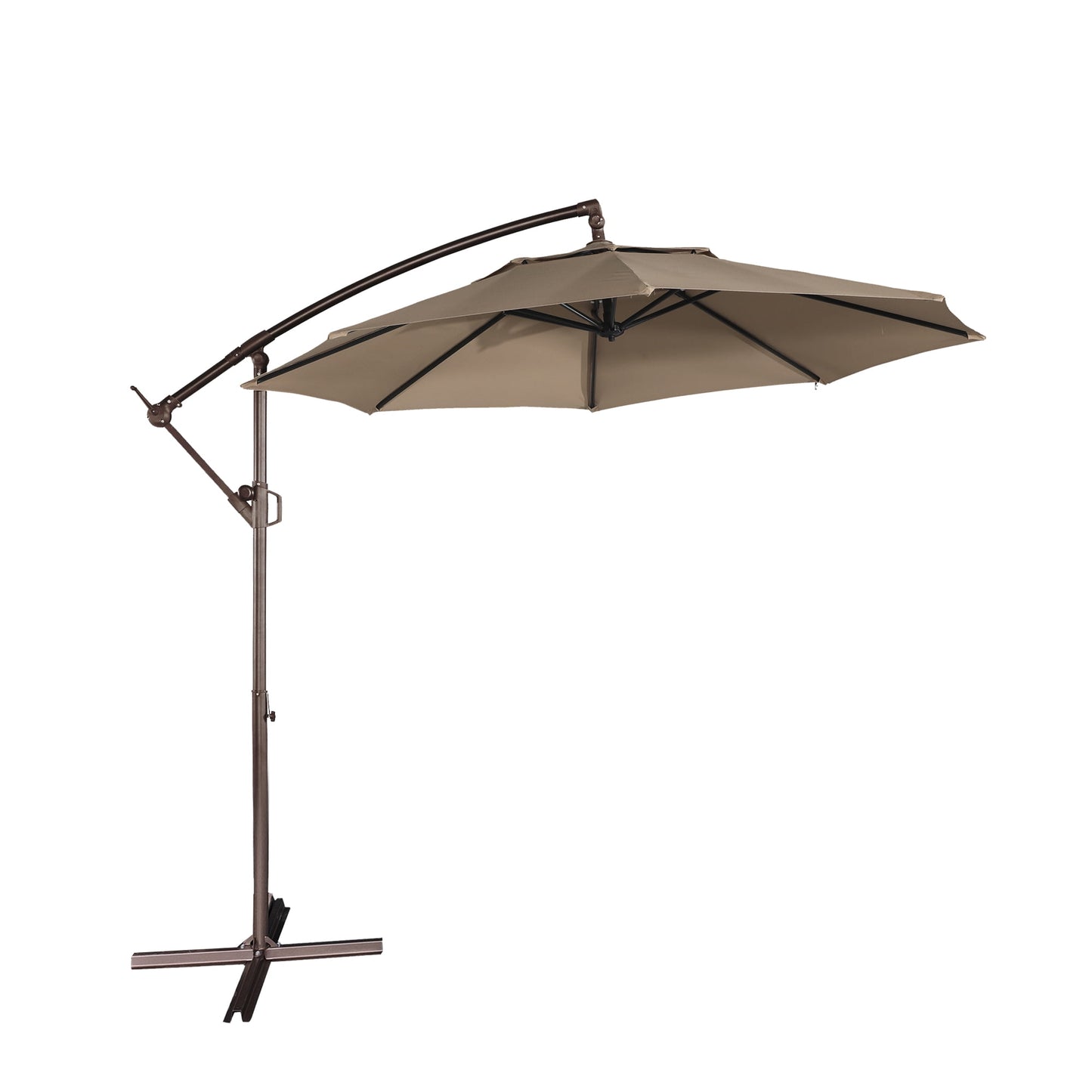 10ft Heavy Duty Patio Hanging Offset Cantilever Patio Umbrella with Crank & Cross Base
