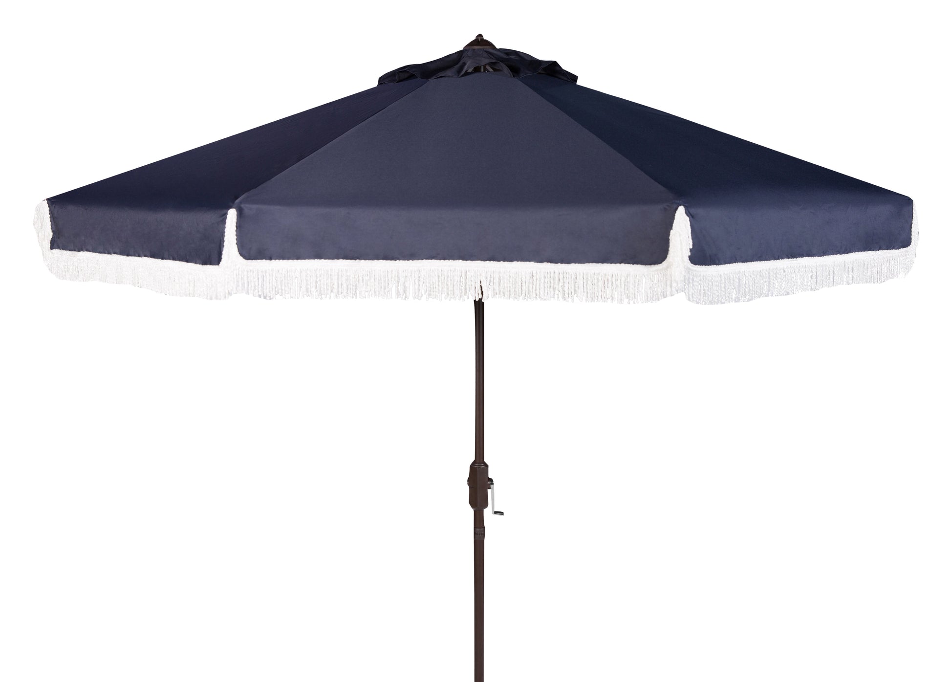 SAFAVIEH Outdoor Collection Milan Fringe 9-Foot Tilt Umbrella Navy/White