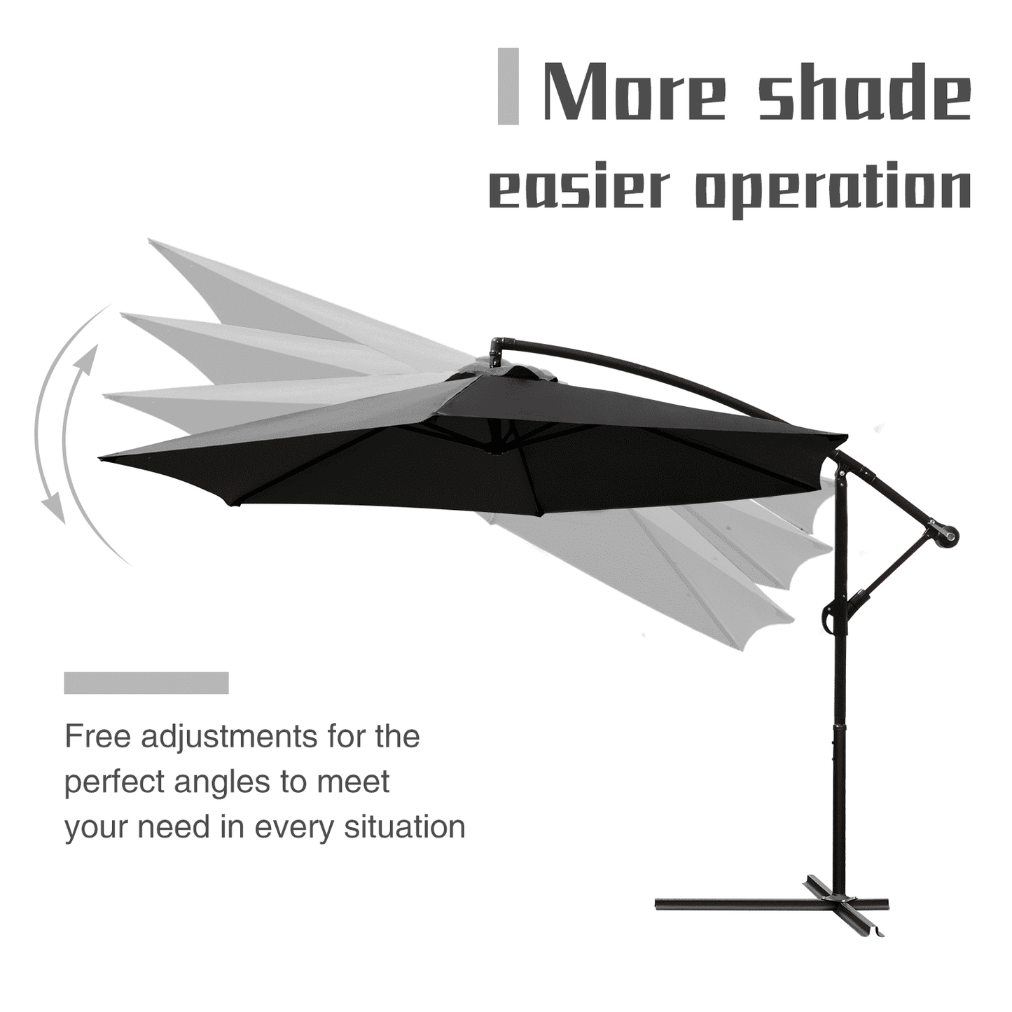 Lacoo10-Foot Offset Hanging Polyester Market Outdoor Patio Umbrella with Steel Frame and Easy Tilt,Black