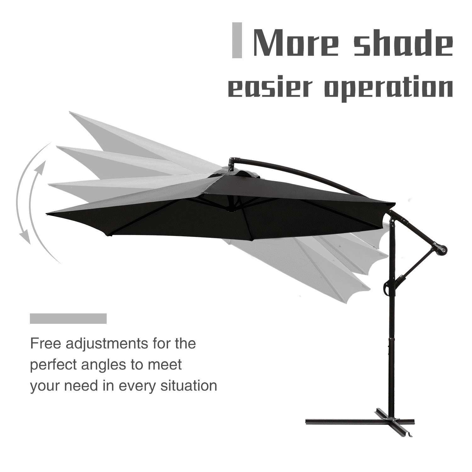 Lacoo10-Foot Offset Hanging Polyester Market Outdoor Patio Umbrella with Steel Frame and Easy Tilt,Black