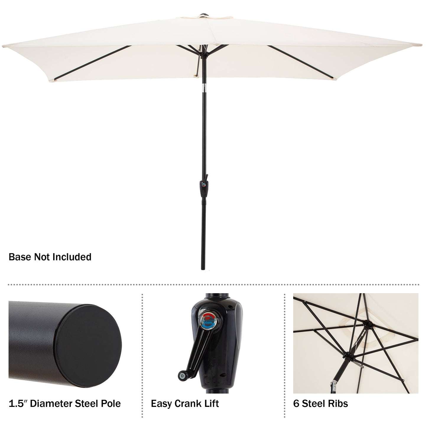Pure Garden 10’ Rectangular Patio Umbrella with Push Button Tilt, Beige