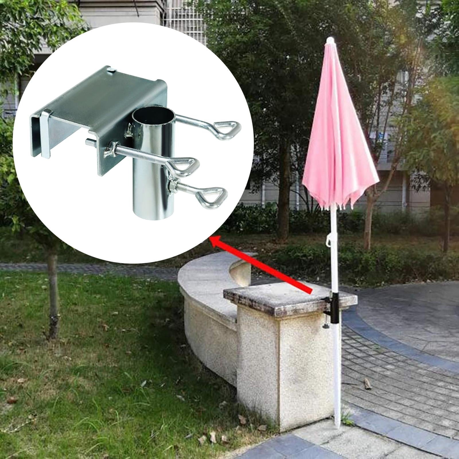 Heavy Duty Beach Patio Umbrella Holder Bench Deck Fishing Umbrella Clamp Holder Clip Beach for Courtyard Balcony Deck, Black
