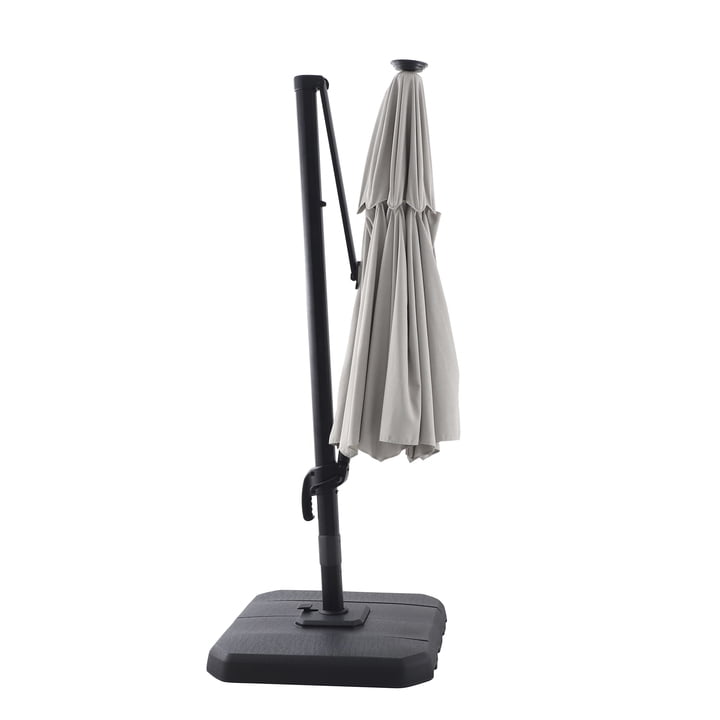 Better Homes & Gardens 11' Gray Octagonal Outdoor Cantilever Offset Patio Umbrella and Weighted Base
