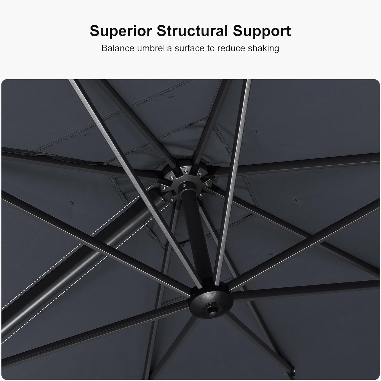 PURPLE LEAF 10x10 Ft Cantilever Umbrella Left-right Tilting Swivel Square Outdoor Patio Umbrella Large Offset Aluminum Umbrella with 360°Rotation Adjustable Pool Umbrella,Gray
