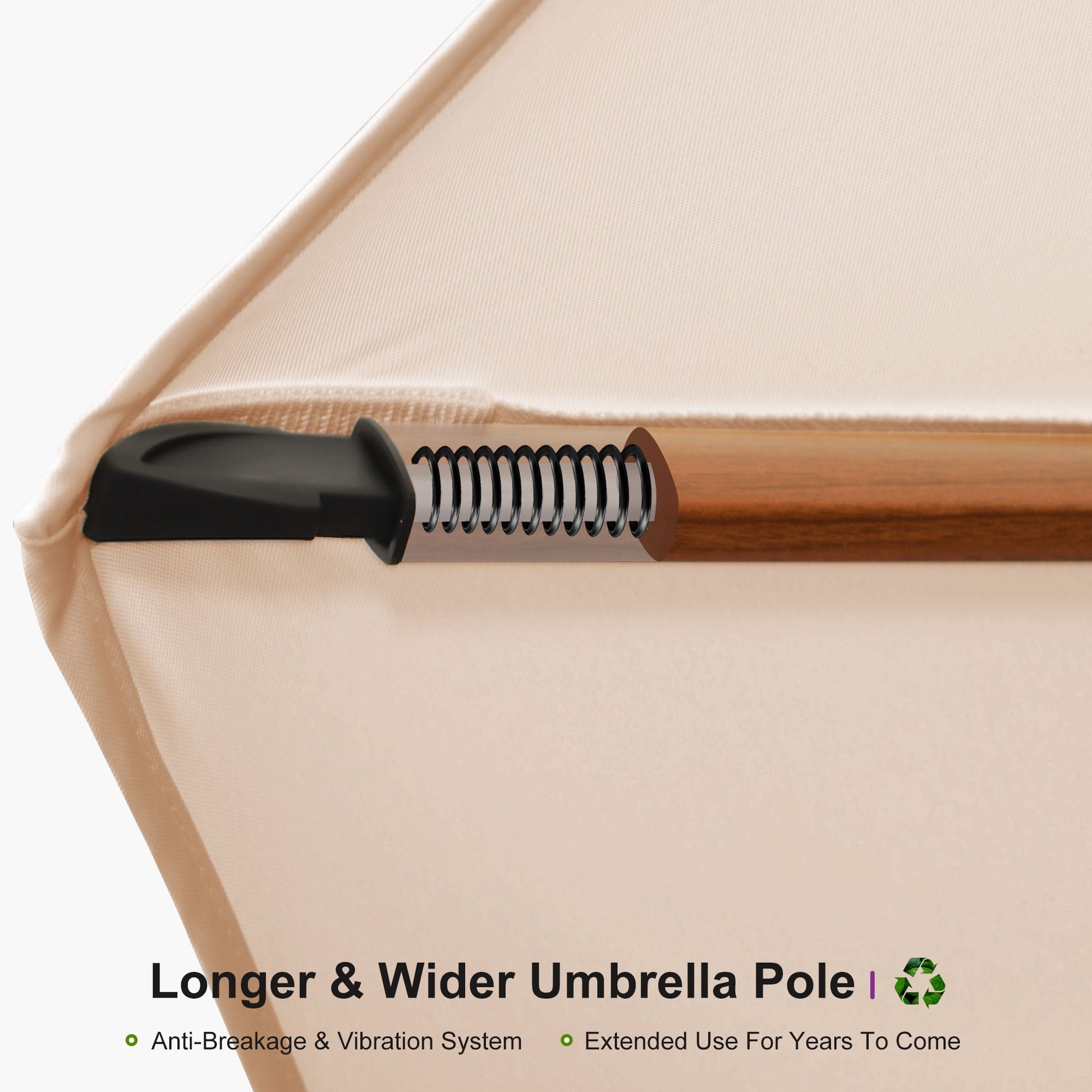 PURPLE LEAF 9FT Deluxe Square Wood Grain Patio Umbrella, Large Offset Cantilever Umbrella with 360° Rotation, Beige