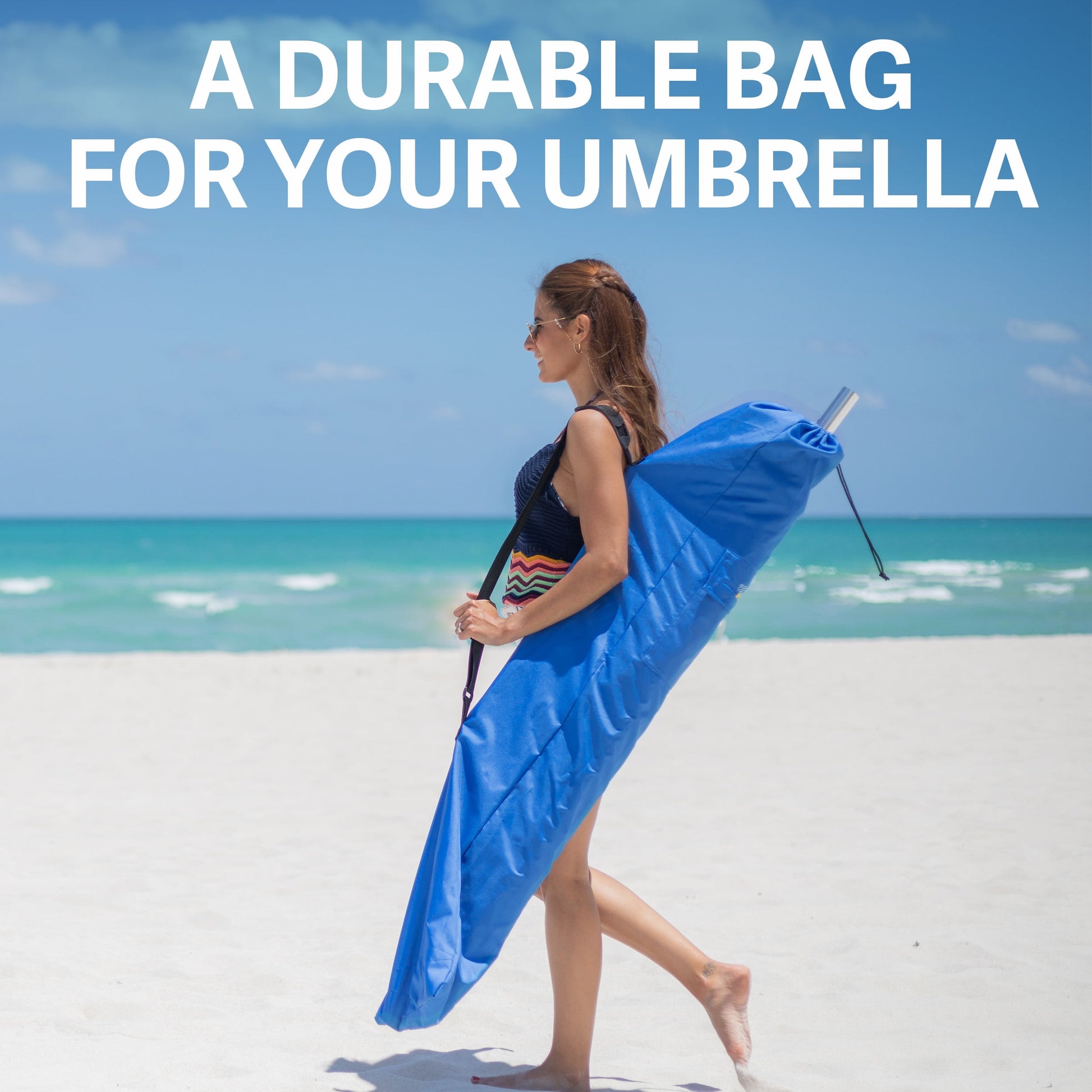 AMMSUN Commercial Grade Heavy Duty Beach Umbrella Carry Bag Universal for Outdoor Beach & Patio,Blue