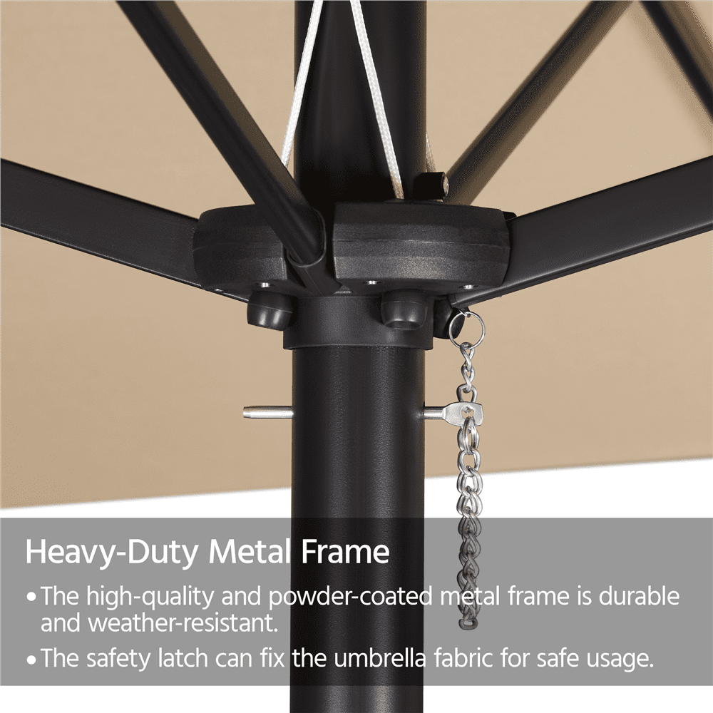 Renwick 13 Ft Outdoor Patio Parasol Umbrella with Base Stand, Tan