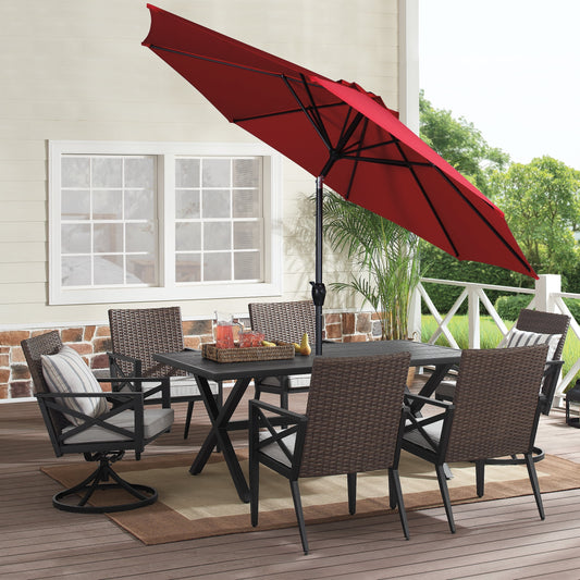 (2 pack) Mainstays 9' Red Crank Lift and 3 Position Tilt Patio Umbrella