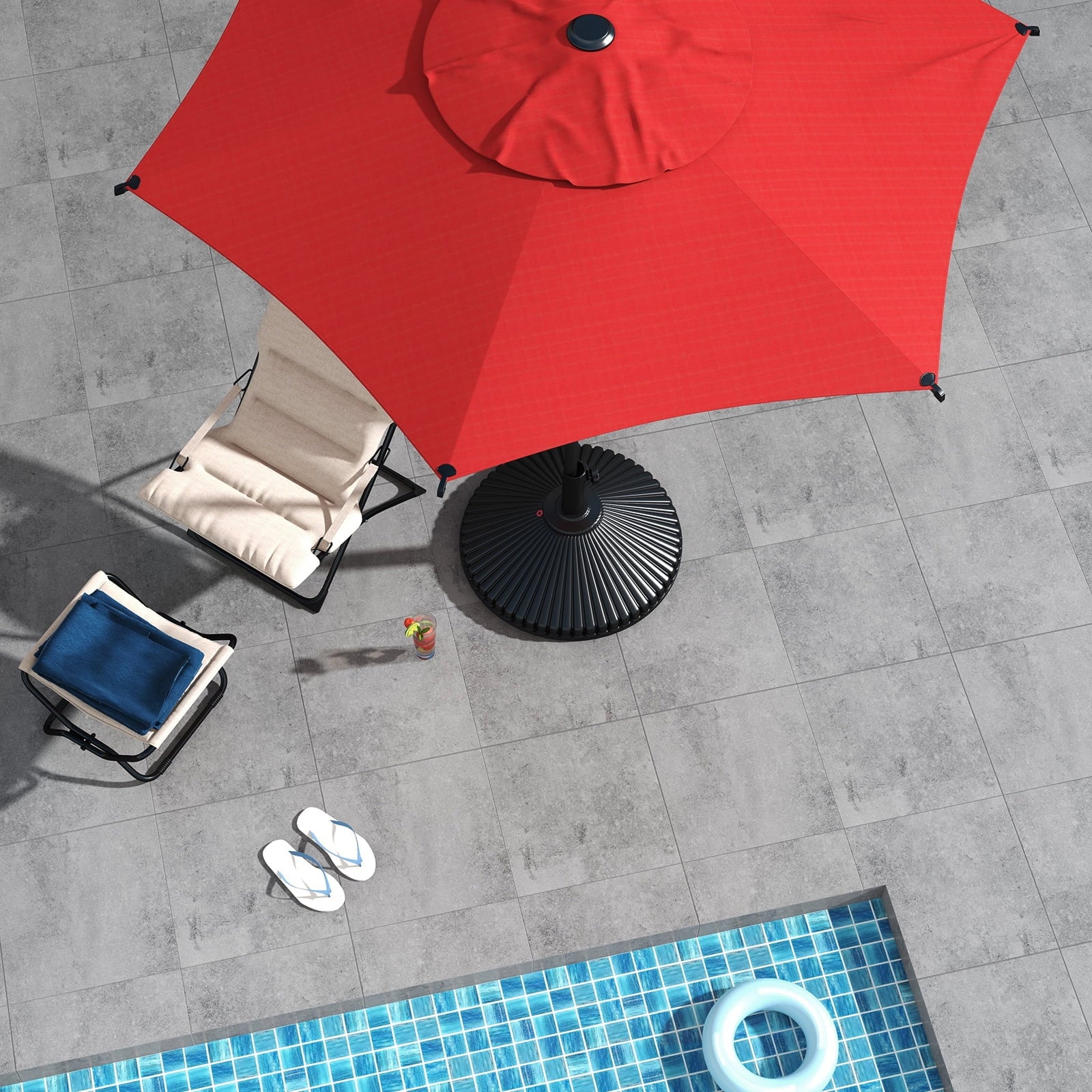 Abba Patio 7.5ft Oslo Outdoor Umbrella w/ Push Button Tilt & Crank, 6 Ribs, Dark Red