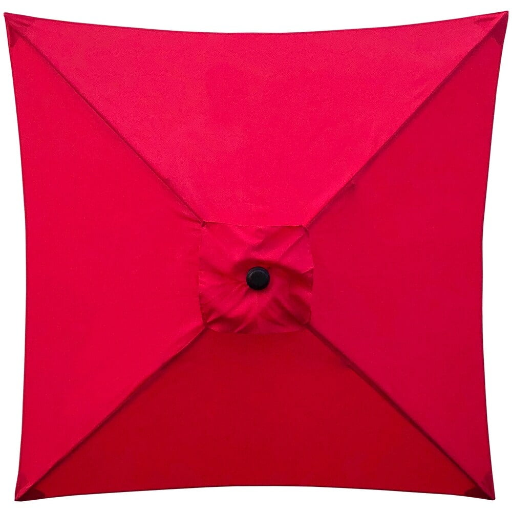 Abble 6.5 Ft Square Outdoor Patio Market Umbrella with Push Button Tilt and Crank Handle, Red