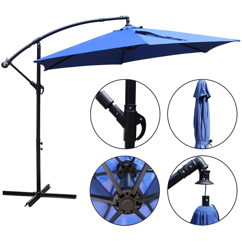 Abble 10ft Outdoor Hanging Offset Cantilever Umbrella with Crank - Navy
