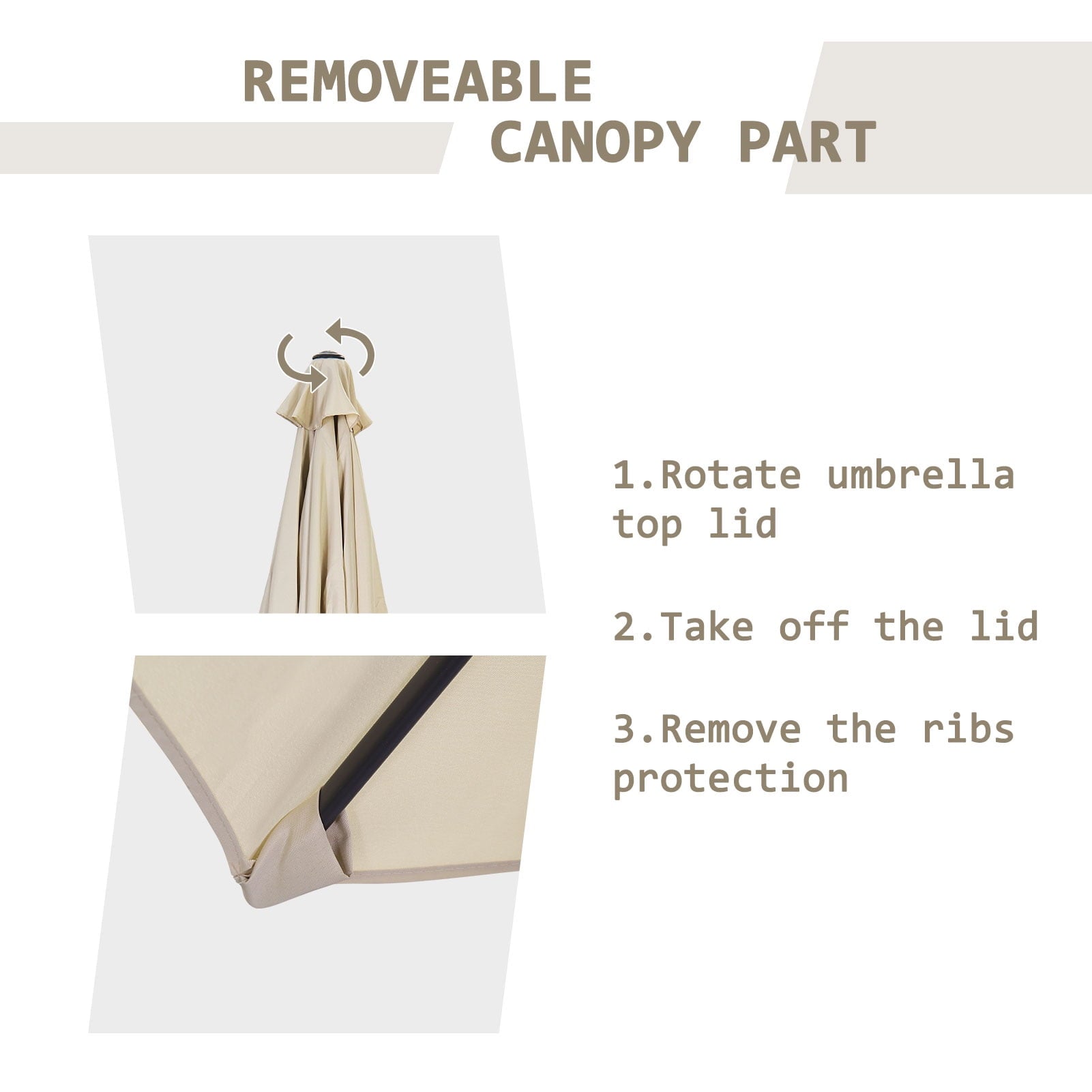 Autlaycil 7.5FT Patio Umbrellas with Push Button Tilt and Crank, Khaki