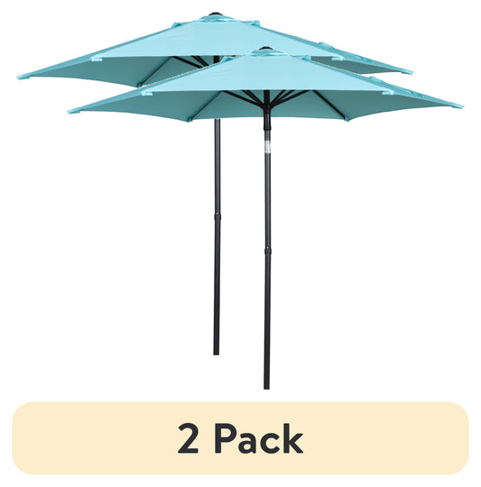 (2 pack) Mainstays 7.5' Aqua Push-up and Tilt Patio Umbrella