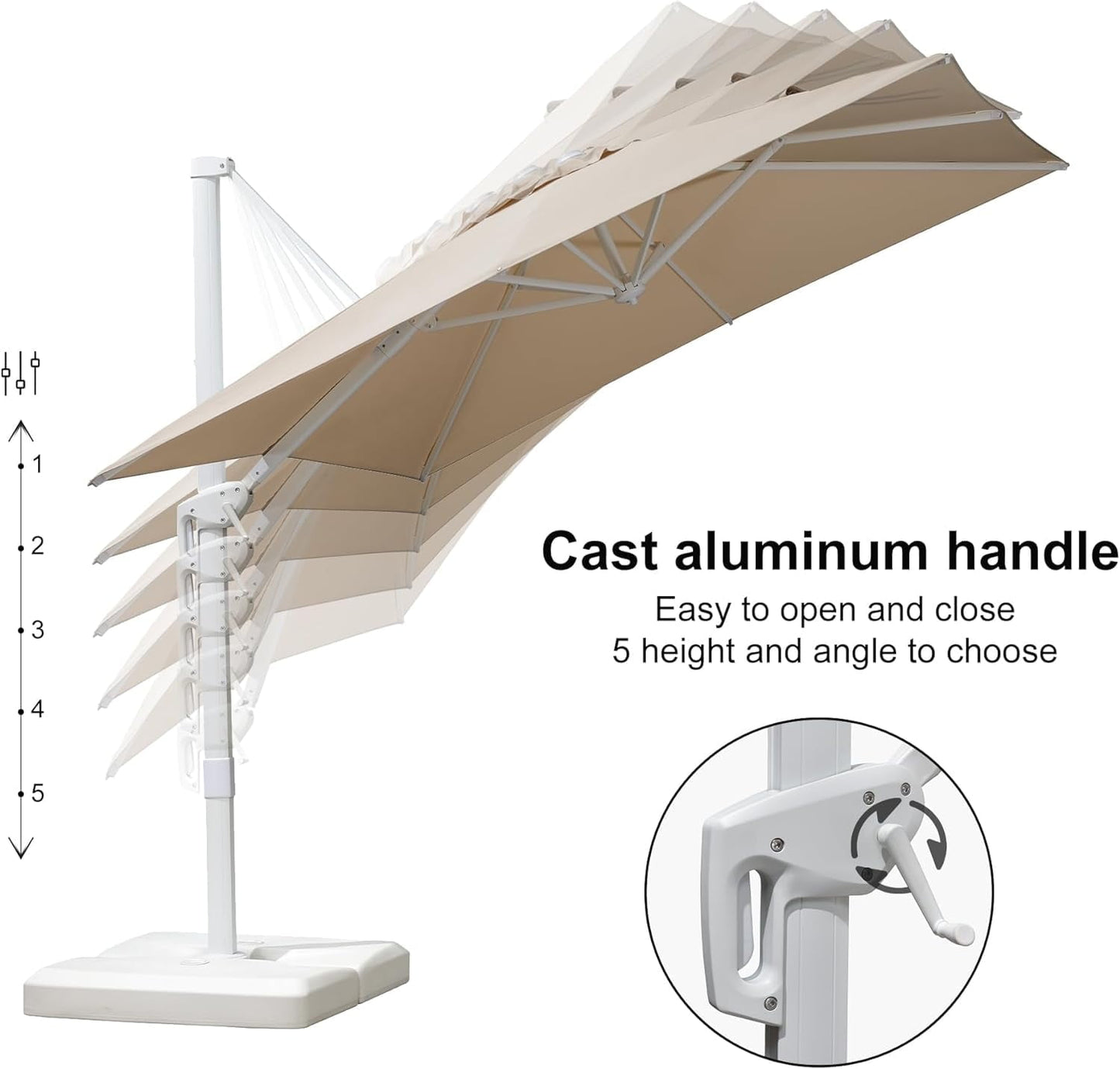 PURPLE LEAF 9 × 11.5 FT Patio Umbrella White Cantilever Offset Umbrella Rectangle Outdoor Umbrella with 360° Rotation for Garden Deck Pool, Beige