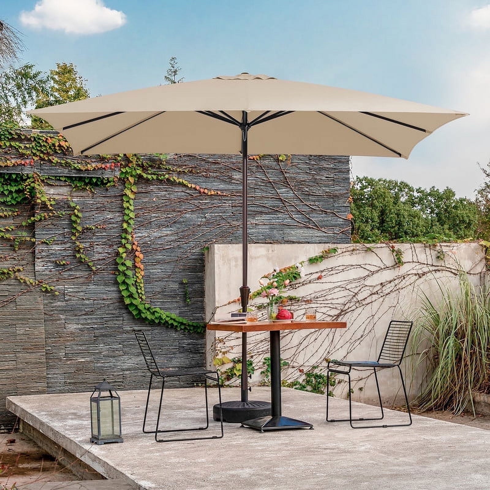 JUSTLET 8 x 10 ft Outdoor Rectangular Patio Market Umbrella, Beige