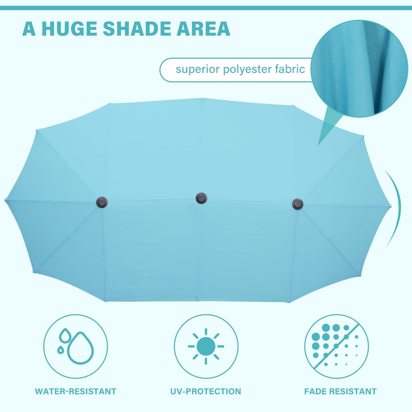 Ainfox 13ft Large Patio Umbrella, Outdoor Double-Sided Rectangle Market Heavy Duty Umbrellas without Base, Blue