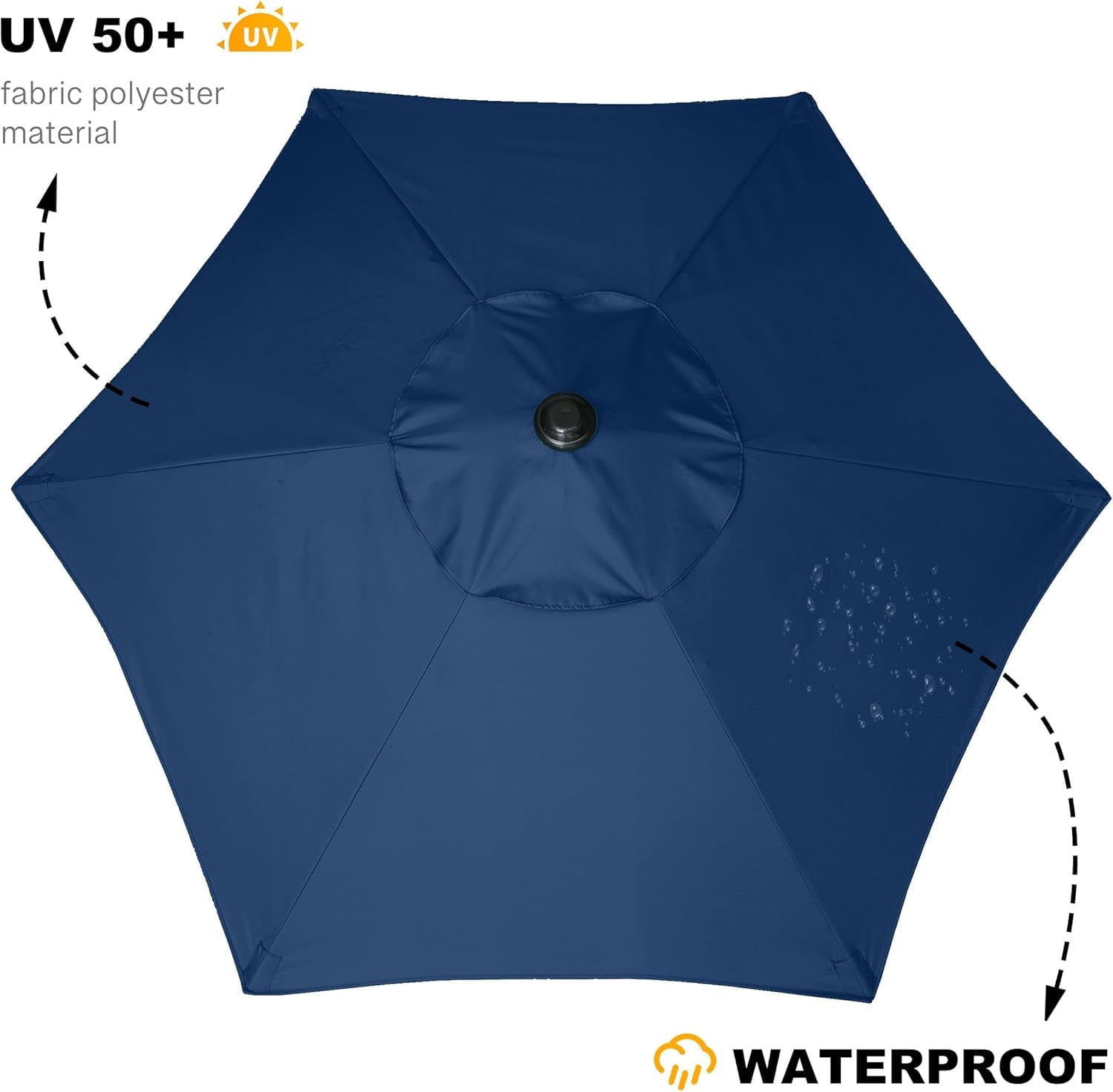 AMMSUN 6ft Blue Round Outdoor Small Table Pool Lawn Balcony Market Patio Umbrella, Push Up & Tilt