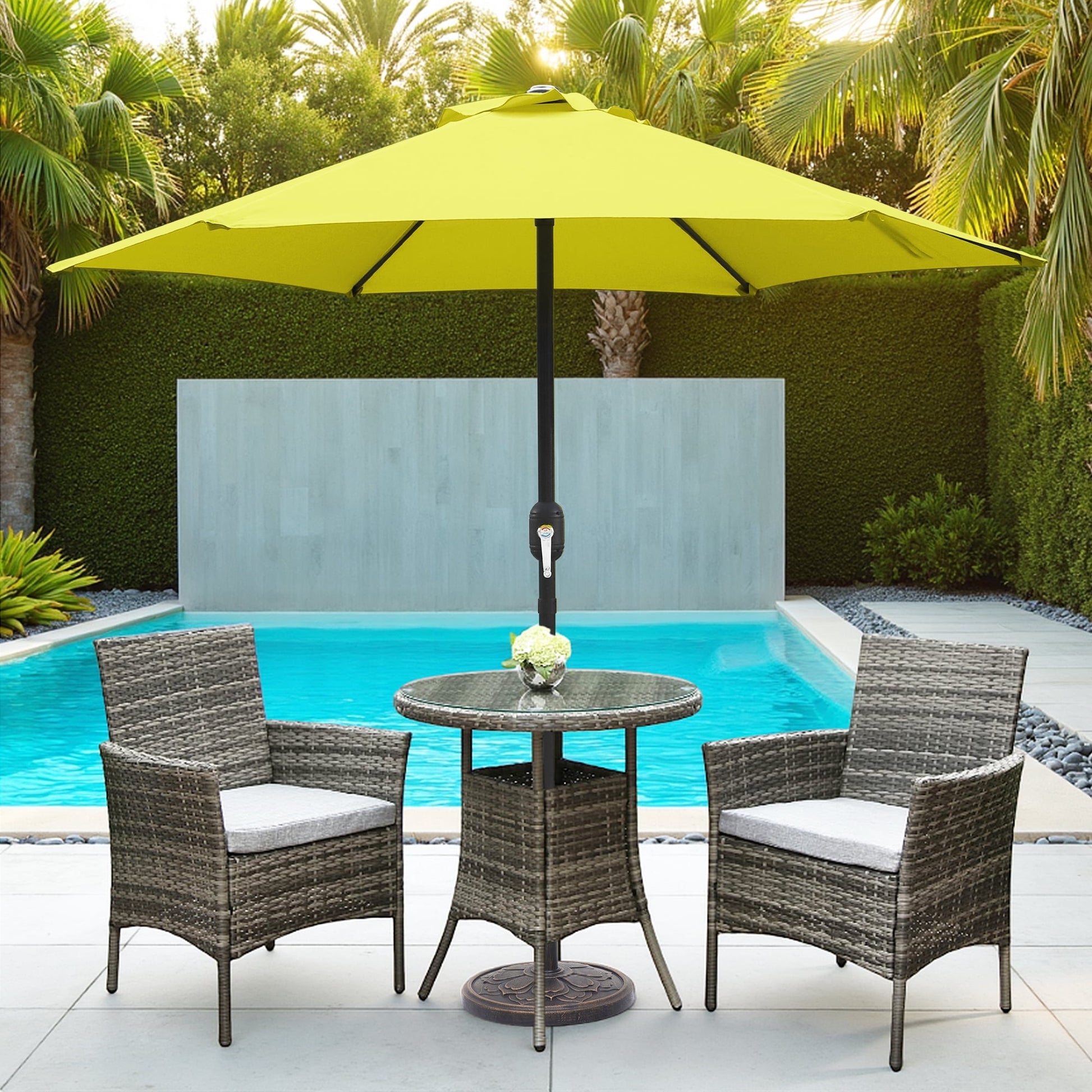 Maypex 7.5ft Patio Umbrella with Crank Handle Outdoor Market Umbrella with 6 Ribs for Garden Deck Backyard Pool, Yellow