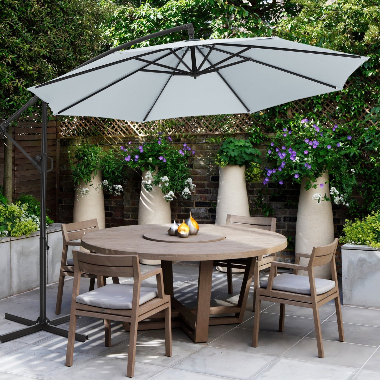 ABCCANOPY 10 FT 360°Rotation Cantilever Patio Umbrella with Crank & Cross Base for Garden, Backyard, Pool and Beach, 12+ Colors(Light Gray)