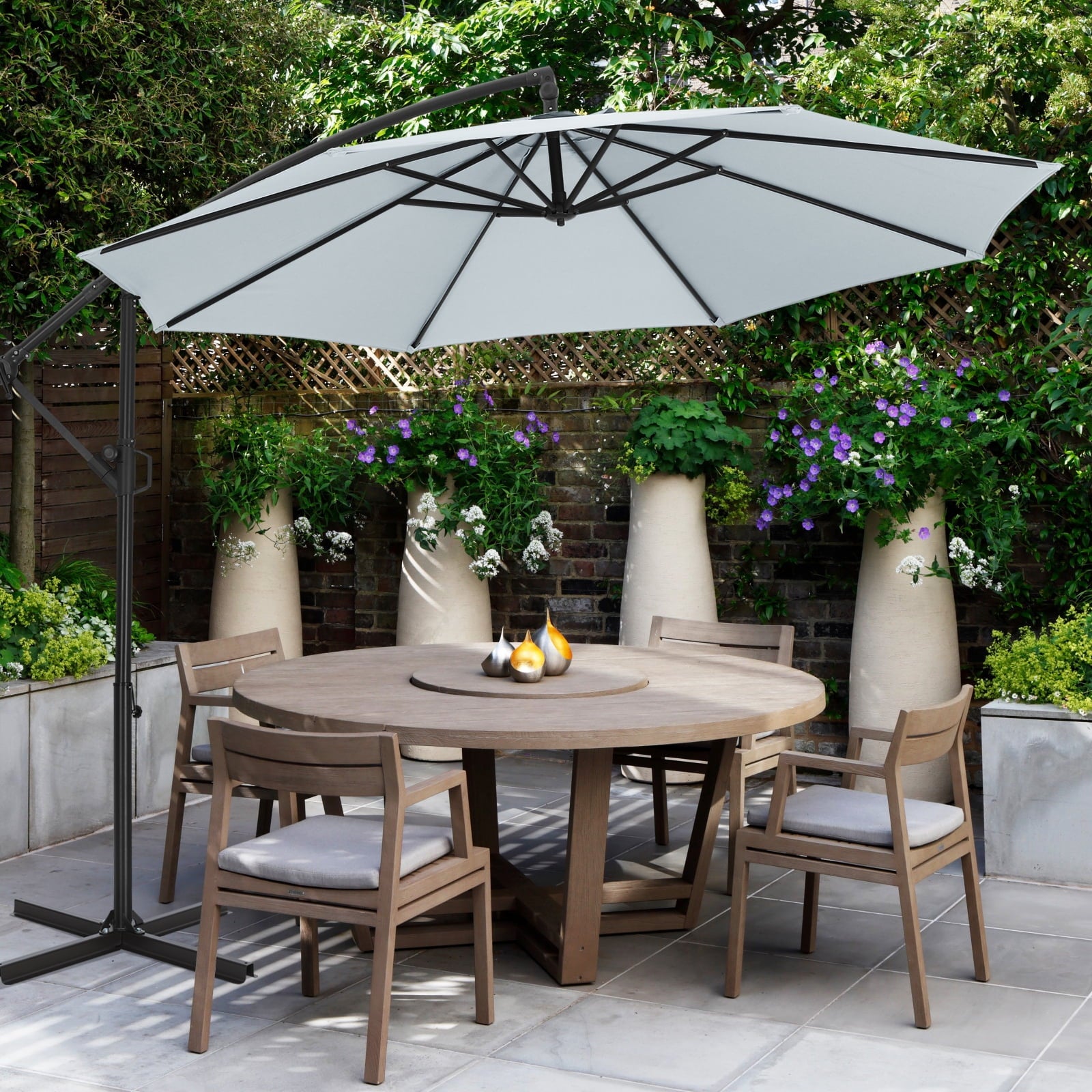 ABCCANOPY 10 FT 360°Rotation Cantilever Patio Umbrella with Crank & Cross Base for Garden, Backyard, Pool and Beach, 12+ Colors(Light Gray)