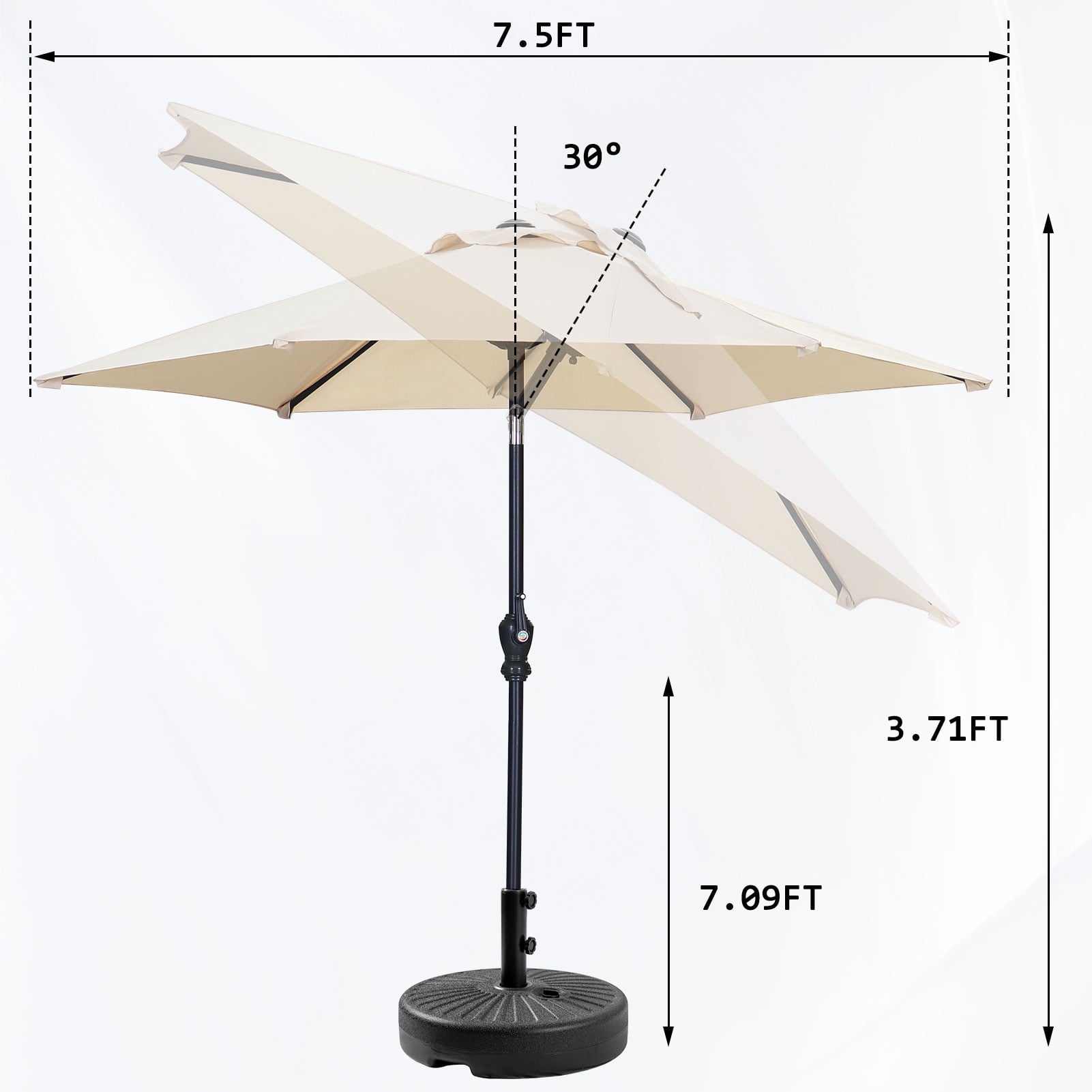 Autlaycil 7.5ft Outdoor Patio Umbrella with Umbrella Weighted Base, Push Button Tilt and Crank, Patio Table Market Umbrella, UV Protection Waterproof for Garden, Deck, Backyard, Pool, Khaki